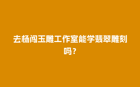 去杨闯玉雕工作室能学翡翠雕刻吗？