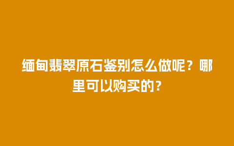 缅甸翡翠原石鉴别怎么做呢？哪里可以购买的？