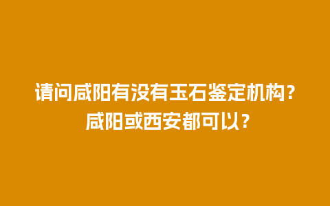 请问咸阳有没有玉石鉴定机构？ 咸阳或西安都可以？