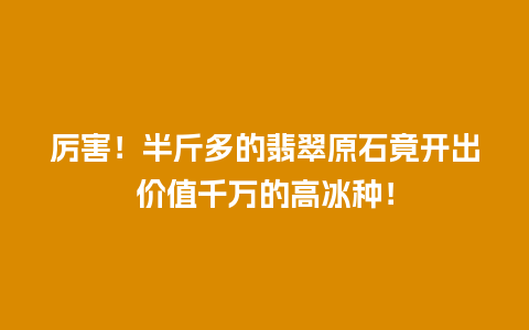 厉害！半斤多的翡翠原石竟开出价值千万的高冰种！