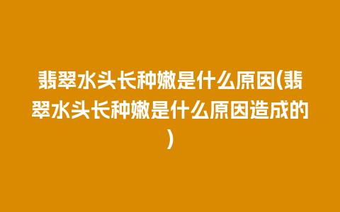 翡翠水头长种嫩是什么原因(翡翠水头长种嫩是什么原因造成的)