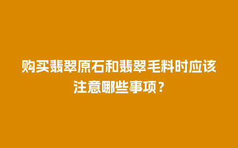 购买翡翠原石和翡翠毛料时应该注意哪些事项？