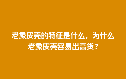 老象皮壳的特征是什么，为什么老象皮壳容易出高货？