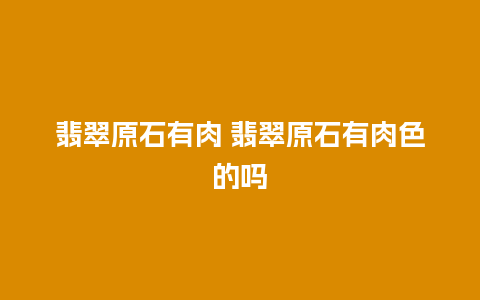 翡翠原石有肉 翡翠原石有肉色的吗