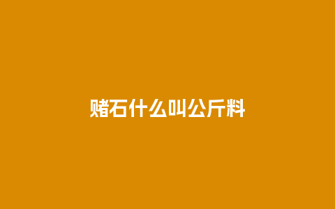 赌石什么叫公斤料