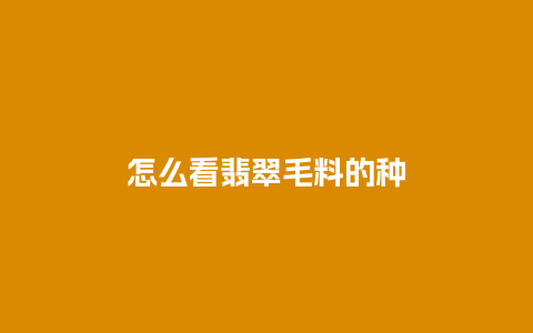 怎么看翡翠毛料的种