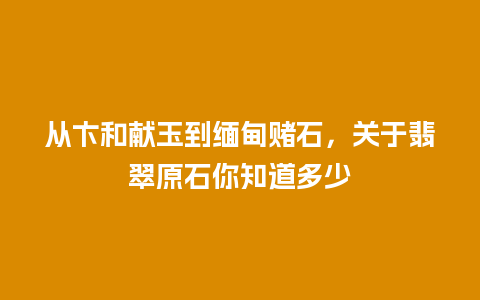 从卞和献玉到缅甸赌石，关于翡翠原石你知道多少