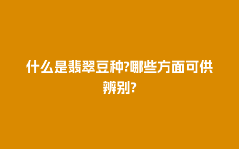 什么是翡翠豆种?哪些方面可供辨别?