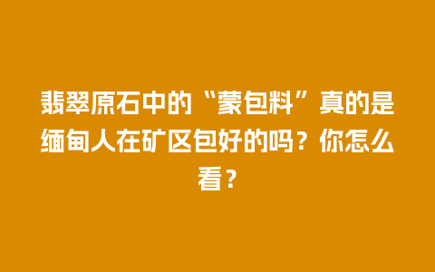 翡翠原石中的“蒙包料”真的是缅甸人在矿区包好的吗？你怎么看？