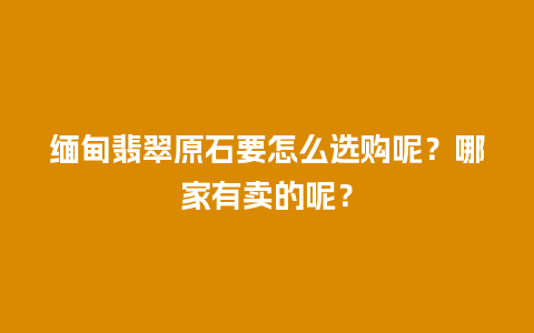 缅甸翡翠原石要怎么选购呢？哪家有卖的呢？