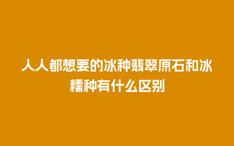 人人都想要的冰种翡翠原石和冰糯种有什么区别