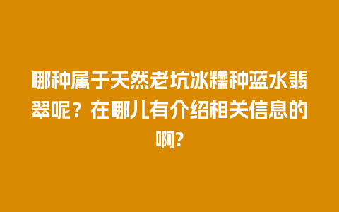 哪种属于天然老坑冰糯种蓝水翡翠呢？在哪儿有介绍相关信息的啊?