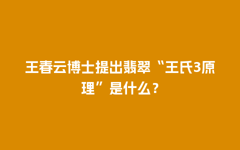 王春云博士提出翡翠“王氏3原理”是什么？