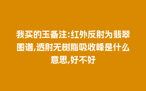 我买的玉备注:红外反射为翡翠图谱,透射无树脂吸收峰是什么意思,好不好