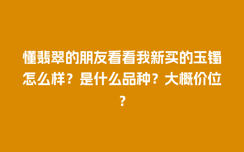 懂翡翠的朋友看看我新买的玉镯怎么样？是什么品种？大概价位？