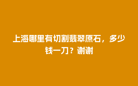 上海哪里有切割翡翠原石，多少钱一刀？谢谢