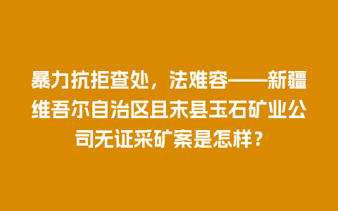 暴力抗拒查处，法难容——新疆维吾尔自治区且末县玉石矿业公司无证采矿案是怎样？