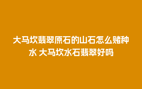 大马坎翡翠原石的山石怎么赌种水 大马坎水石翡翠好吗