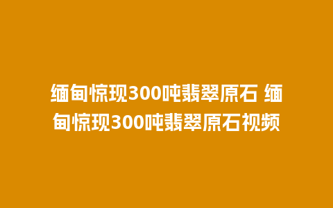 缅甸惊现300吨翡翠原石 缅甸惊现300吨翡翠原石视频