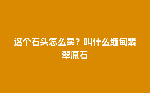 这个石头怎么卖？叫什么缅甸翡翠原石