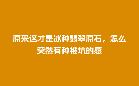 原来这才是冰种翡翠原石，怎么突然有种被坑的感