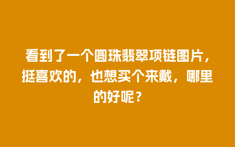 看到了一个圆珠翡翠项链图片，挺喜欢的，也想买个来戴，哪里的好呢？