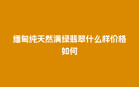 缅甸纯天然满绿翡翠什么样价格如何