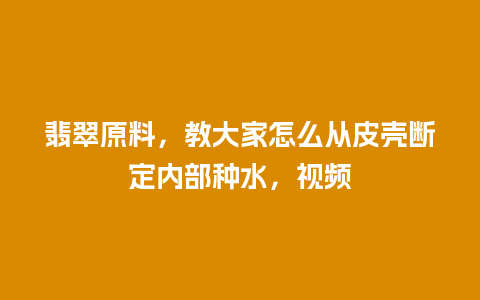 翡翠原料，教大家怎么从皮壳断定内部种水，视频