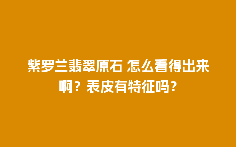 紫罗兰翡翠原石 怎么看得出来啊？表皮有特征吗？