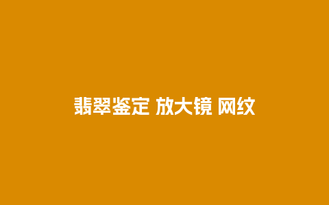 翡翠鉴定 放大镜 网纹
