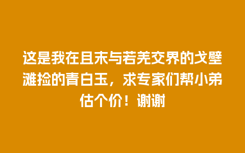 这是我在且末与若羌交界的戈壁滩捡的青白玉，求专家们帮小弟估个价！谢谢