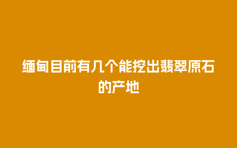 缅甸目前有几个能挖出翡翠原石的产地