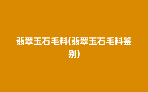 翡翠玉石毛料(翡翠玉石毛料鉴别)