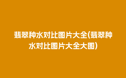翡翠种水对比图片大全(翡翠种水对比图片大全大图)
