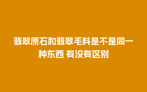 翡翠原石和翡翠毛料是不是同一种东西 有没有区别
