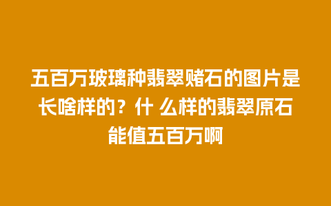五百万玻璃种翡翠赌石的图片是长啥样的？什 么样的翡翠原石能值五百万啊