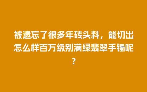 被遗忘了很多年砖头料，能切出怎么样百万级别满绿翡翠手镯呢？