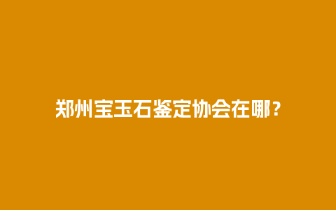 郑州宝玉石鉴定协会在哪？