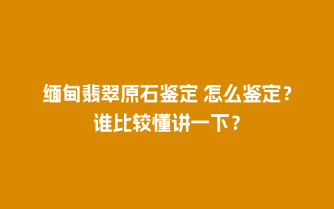 缅甸翡翠原石鉴定 怎么鉴定？谁比较懂讲一下？