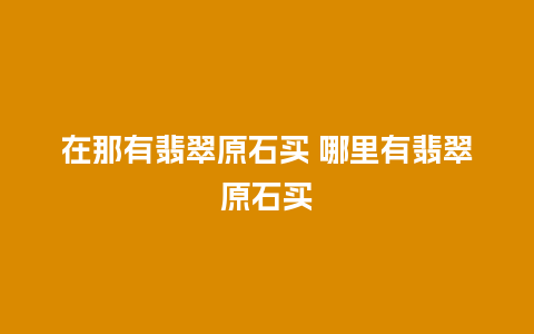 在那有翡翠原石买 哪里有翡翠原石买