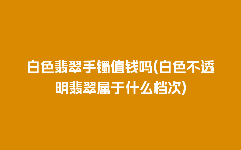 白色翡翠手镯值钱吗(白色不透明翡翠属于什么档次)