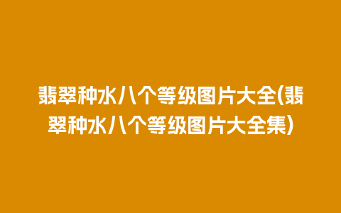 翡翠种水八个等级图片大全(翡翠种水八个等级图片大全集)