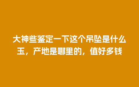 大神些鉴定一下这个吊坠是什么玉，产地是哪里的，值好多钱
