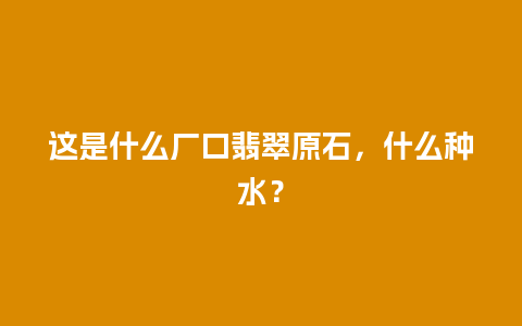 这是什么厂口翡翠原石，什么种水？