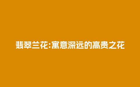 翡翠兰花:寓意深远的高贵之花