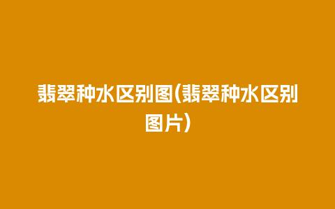 翡翠种水区别图(翡翠种水区别图片)