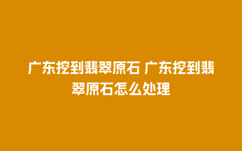 广东挖到翡翠原石 广东挖到翡翠原石怎么处理