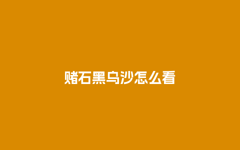 赌石黑乌沙怎么看