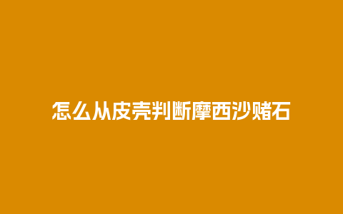 怎么从皮壳判断摩西沙赌石