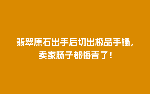 翡翠原石出手后切出极品手镯，卖家肠子都悔青了！